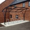 10 space Chelsea shelter with black RAL and toastrack cycle racks