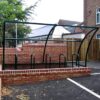 10 space moon cycle shelter black galvanised steel and 10 space moon cycle shelter with galvanised sheffield cycle stand