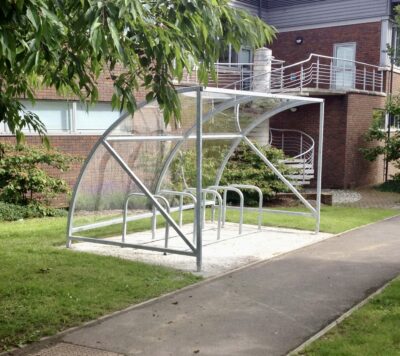 10 space original cycle shelter with galvanised Sheffield stands