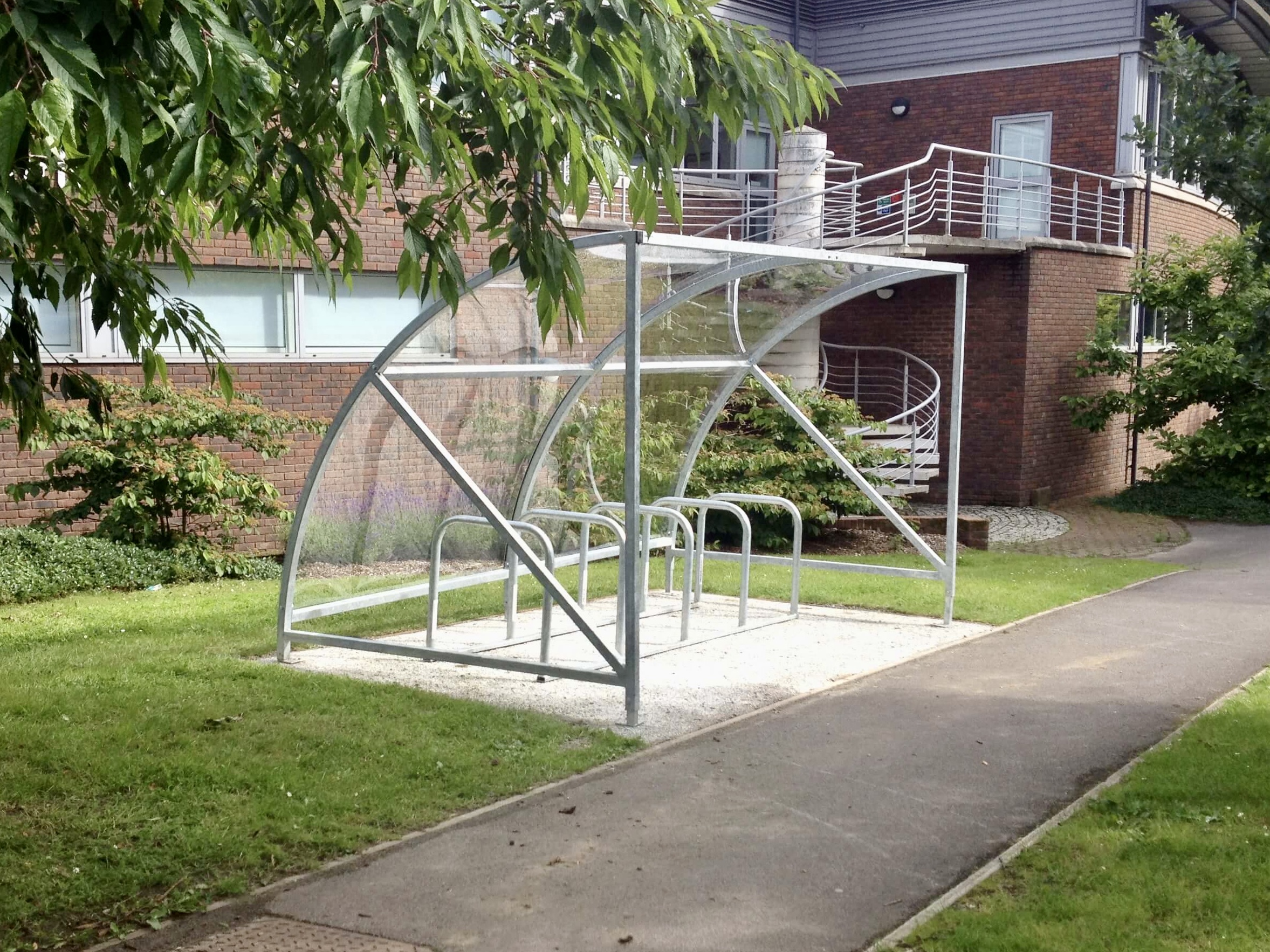 10 space original cycle shelter with galvanised Sheffield stands