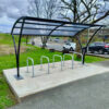 cycle shelter outside with sheffield stands installed