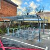 Chelsea 10 space galvanised steel shelter outside with blue sky
