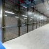 Perforated mesh fencing installed in an underground cycle storage facility