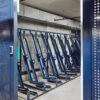 semi vertical bike racks with in RAL colour blue