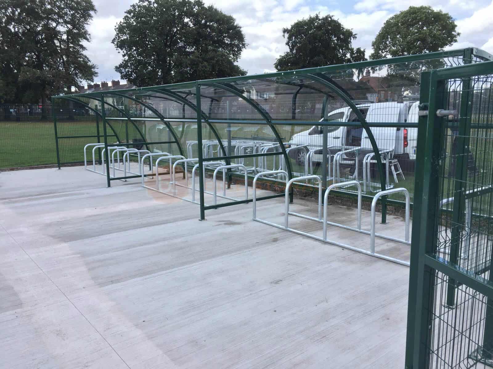 Paladin Mesh Fencing enclosure with 10 space Original Bike Shelters and Toastracks