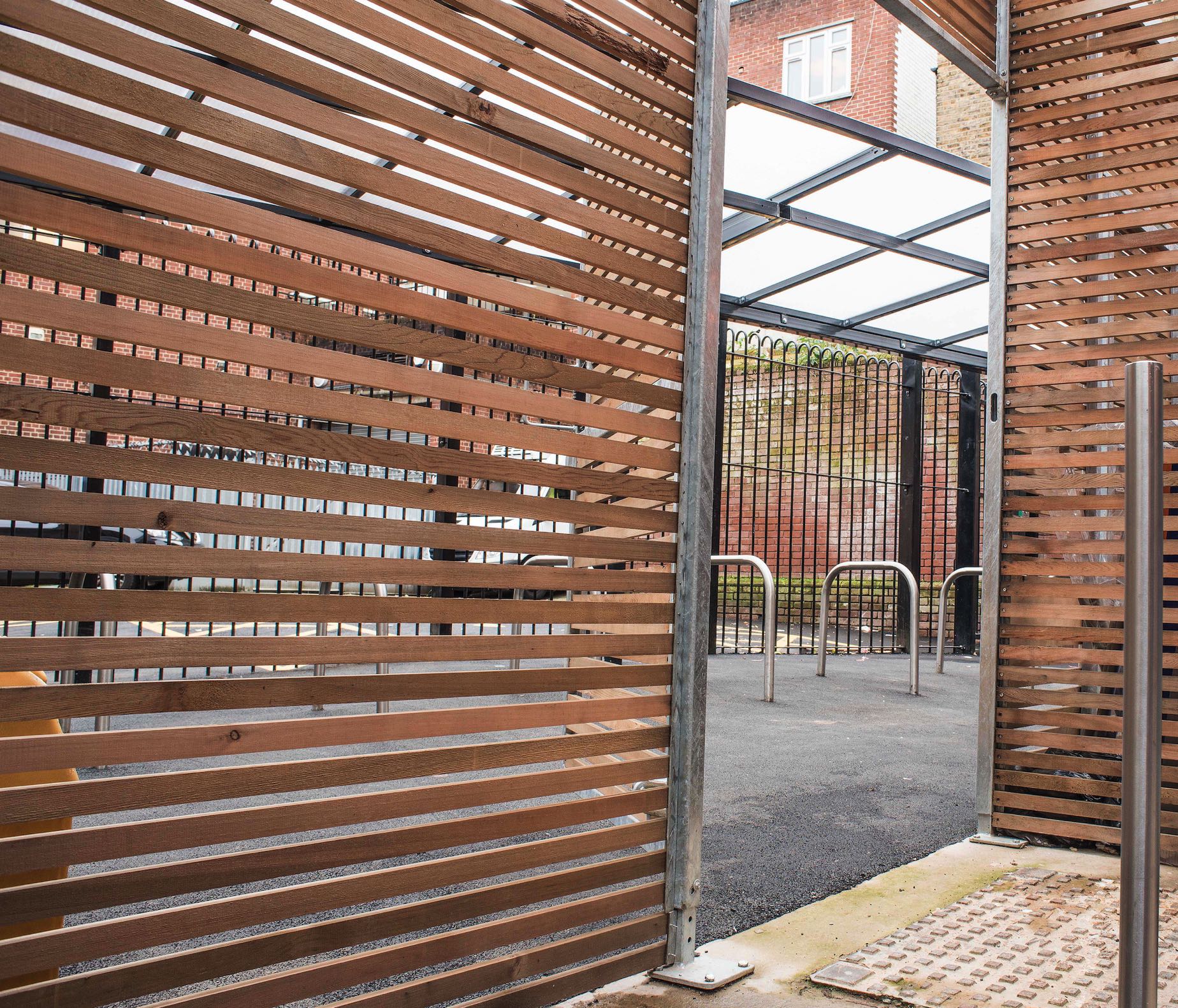 Timber Slat Fencing with open gate