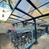 turl cycle shelter with two tier bike racks