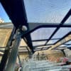 close up of turl cycle shelter with two tier bike racks