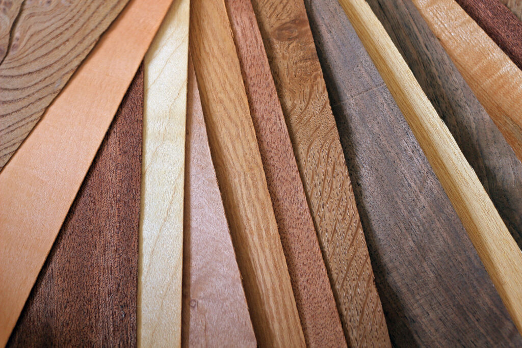 sheets of different varieties of wood
