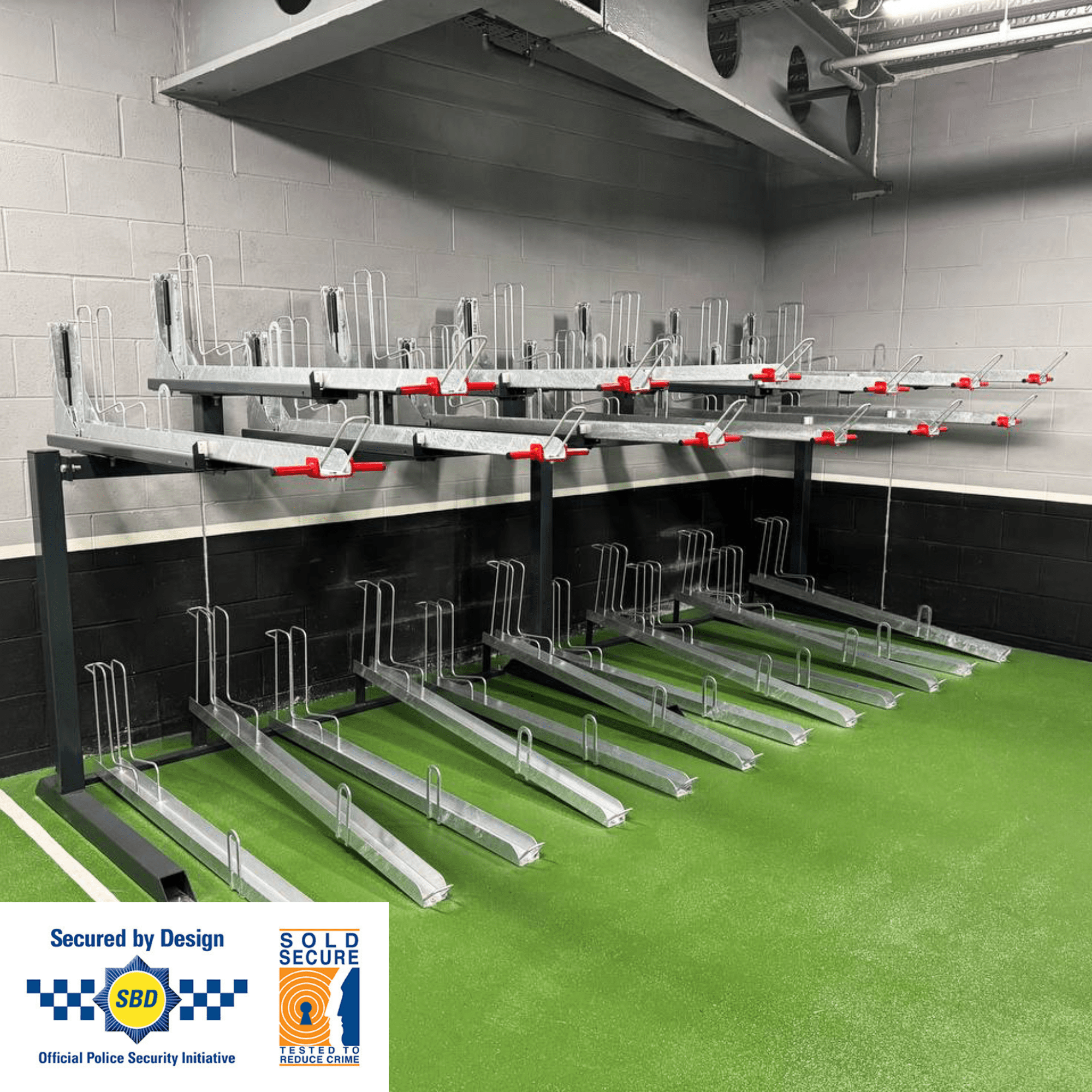 Secured by Design Gas-Assisted Two Tier Bike Rack