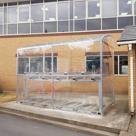 20 Space Two Tier Oxford Shelter installed externally