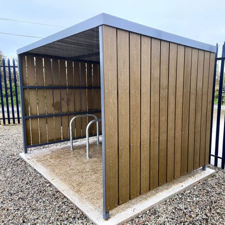6-8 Space Amazon Eco Cycle Shelter installed externally