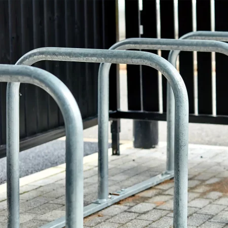 Toastrack Cycle Rack installed within a wooden cycle shelter outside